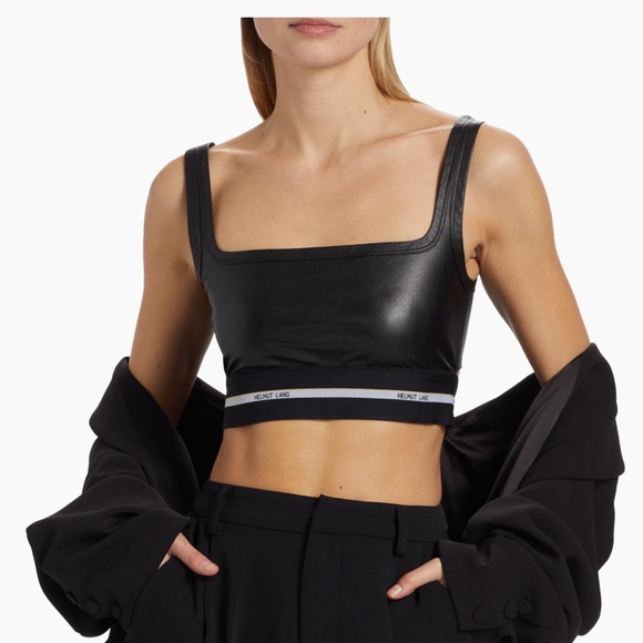 Helmut Lang Black Leather Bralette - Picture 2 of 5